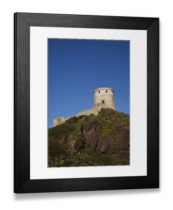 Framed Print : ITALY, Sardinia, Nora. Spanish watchtower by the Laguna di Nora Framed Print : ITALY, Sardinia, Nora. Spanish watchtower by the Laguna di Nora
