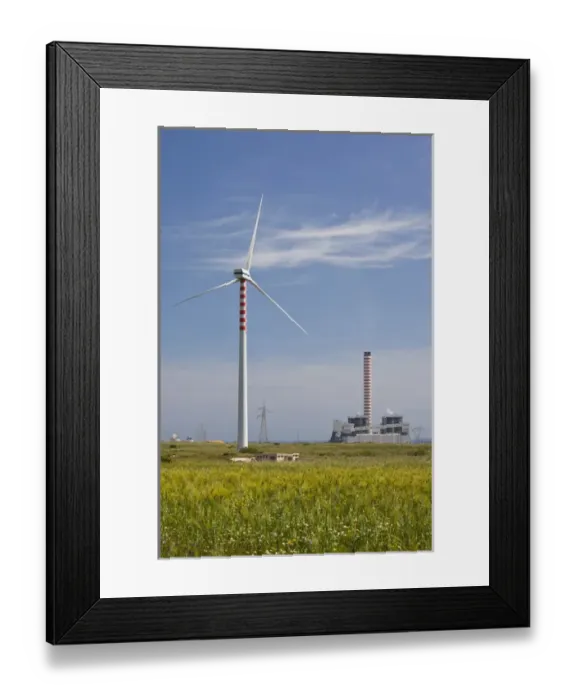 Framed Print : ITALY, Sardinia, Porto Torres. Wind farm and power plant Framed Print : ITALY, Sardinia, Porto Torres. Wind farm and power plant