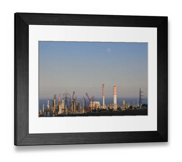 Framed Print : ITALY, Sardinia, Sarroch. Porto Foxi oil refinery, sunset Framed Print : ITALY, Sardinia, Sarroch. Porto Foxi oil refinery, sunset