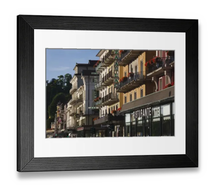 Framed Print : ITALY, Verbano-Cusio-Ossola Province, Stresa. Corso Italia, buildings, morning