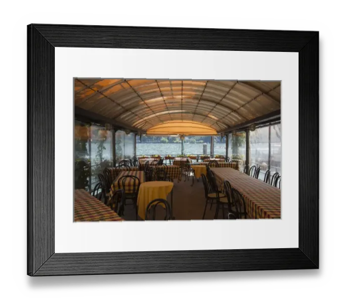 Framed Print : ITALY, Verbano-Cusio-Ossola Province, Stresa. Lakeside cafe, Isola Superiore O Dei Framed Print : ITALY, Verbano-Cusio-Ossola Province, Stresa. Lakeside cafe, Isola Superiore O Dei