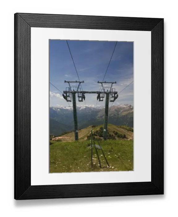 Framed Print : ITALY, Verbano-Cusio-Ossola Province, Stresa. Ski lift atop Mount Mottarone peak, el Framed Print : ITALY, Verbano-Cusio-Ossola Province, Stresa. Ski lift atop Mount Mottarone peak, el