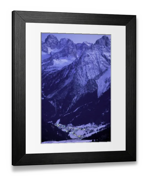 Framed Print : Europe, Italy, Trentino, Alto Adige, Passo di Sella. Winter evening view of Canazei Framed Print : Europe, Italy, Trentino, Alto Adige, Passo di Sella. Winter evening view of Canazei