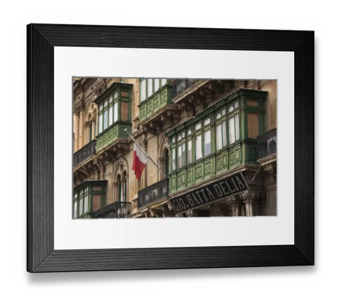 Framed Print : Malta, Valletta, building detail, Trip il-Repubblika street
