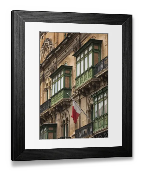 Framed Print : Malta, Valletta, building detail, Trip il-Repubblika street Framed Print : Malta, Valletta, building detail, Trip il-Repubblika street