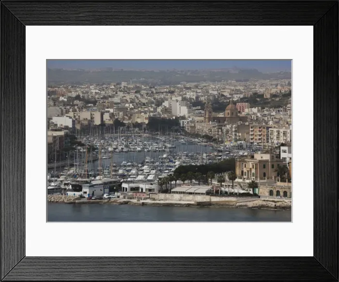 Framed Print : Malta, Valletta, Ta Xbiex, Msida Creek, Yacht Basin