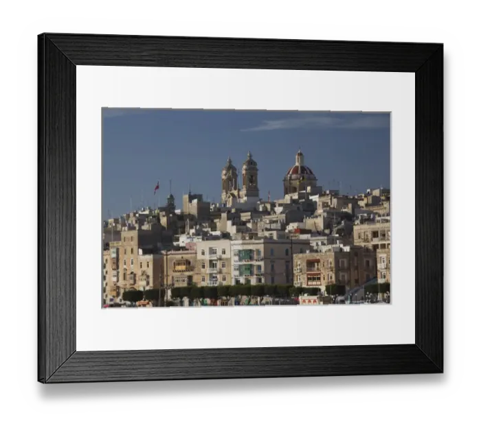 Framed Print : Malta, Valletta, Senglea, L-Isla, town and harbor from Vittoriosa, Birgu, morning Framed Print : Malta, Valletta, Senglea, L-Isla, town and harbor from Vittoriosa, Birgu, morning