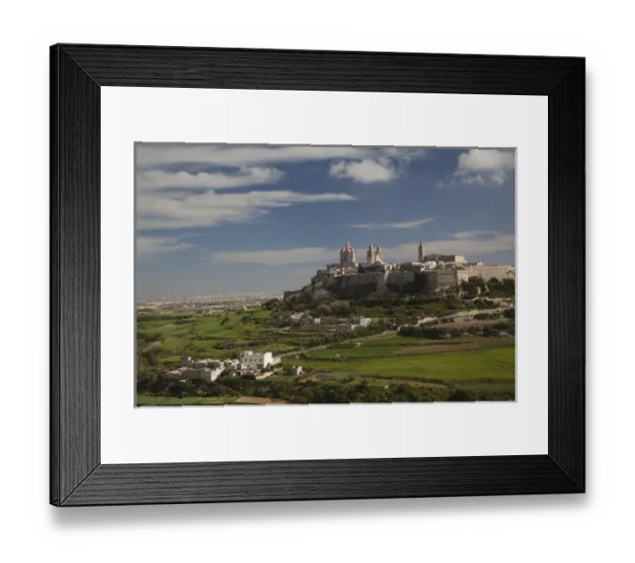 Framed Print : Malta, Central, Mdina, Rabat, elevated town view from the northwest