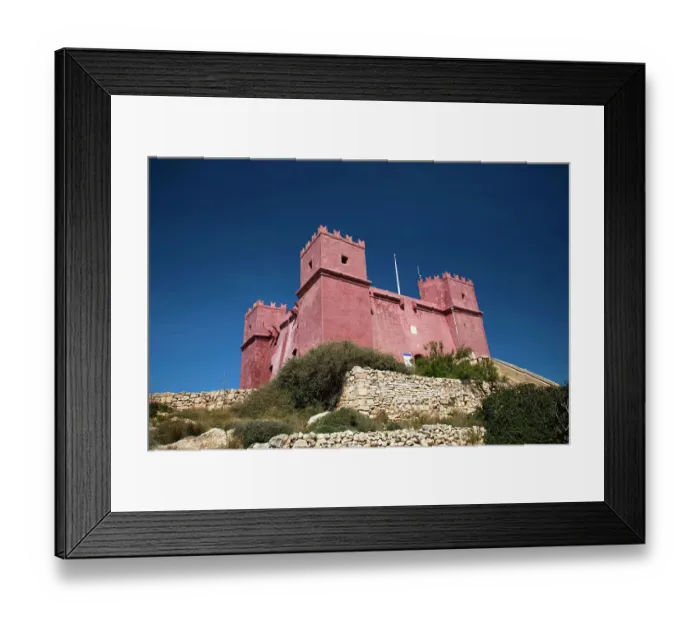Framed Print : Malta, Northwest Malta, Mellieha, Red Tower, b. 1649 Framed Print : Malta, Northwest Malta, Mellieha, Red Tower, b. 1649