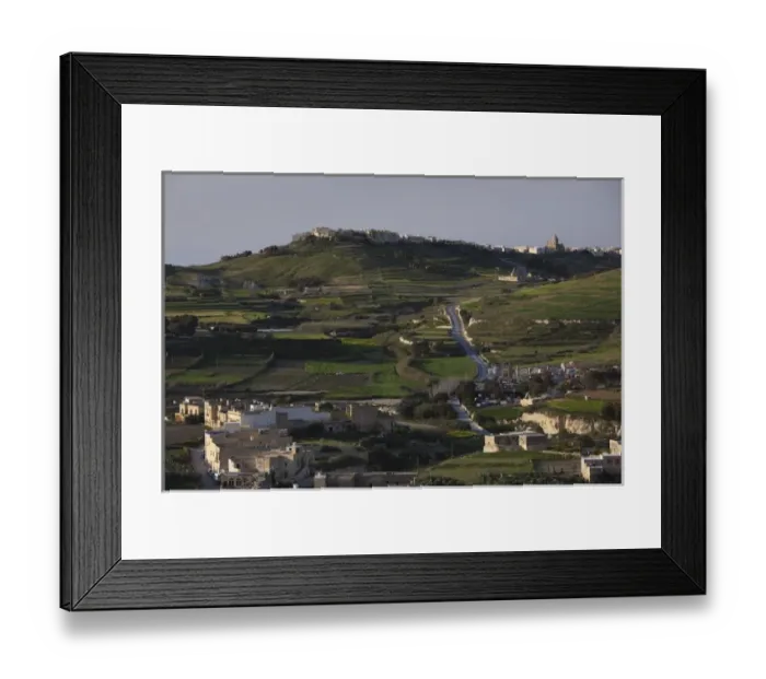 Framed Print : Malta, Gozo Island, Victoria-Rabat, elevated countryside view from Il-Kastell fortress