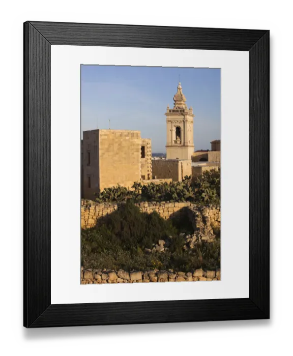 Framed Print : Malta, Gozo Island, Victoria-Rabat, Il-Kastell fortress, tower of Cathedral of Framed Print : Malta, Gozo Island, Victoria-Rabat, Il-Kastell fortress, tower of Cathedral of