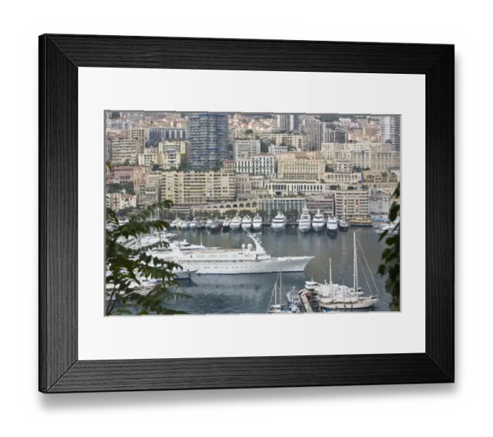 Framed Print : View of world famous harbor and city of with many large yachets. Monte-Carlo in Monaco Framed Print : View of world famous harbor and city of with many large yachets. Monte-Carlo in Monaco