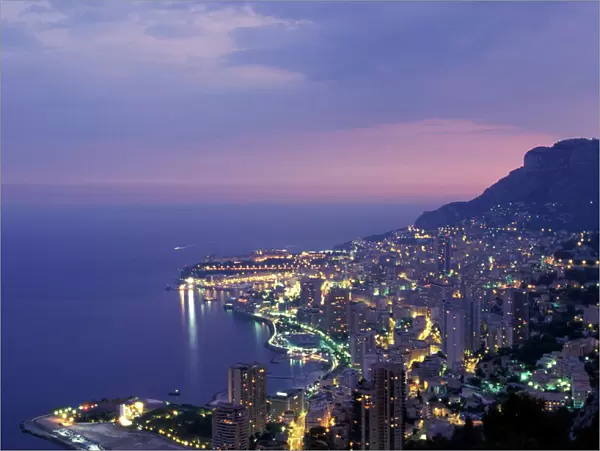 Monaco, Cote d Azur, Montecarlo at dusk