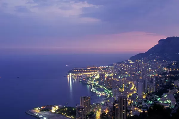Monaco, Cote d Azur, Montecarlo at dusk