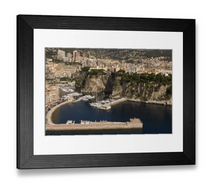 Framed Print : Fontvieille harbour and Monaco, View from Helicopter, Cote d Azur, Monaco Framed Print : Fontvieille harbour and Monaco, View from Helicopter, Cote d Azur, Monaco