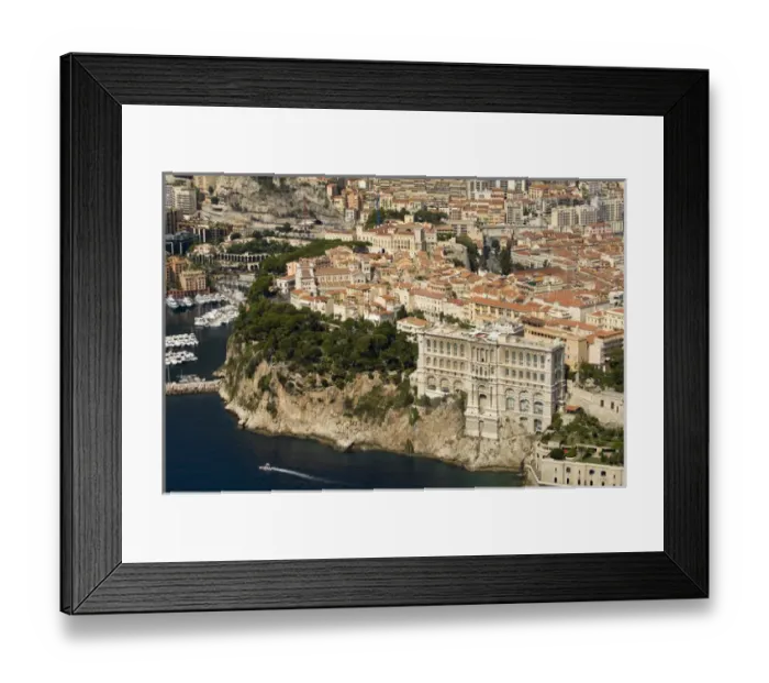 Framed Print : Monaco Oceanography Museum and Monaco, View from Helicopter, Cote d Azur, Monaco Framed Print : Monaco Oceanography Museum and Monaco, View from Helicopter, Cote d Azur, Monaco