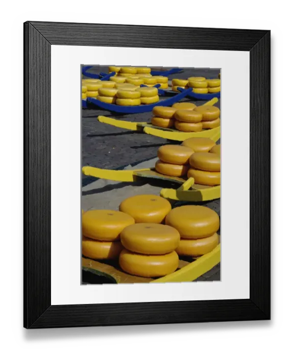 Framed Print : Cheese at the Alkmaar Cheese Market, Alkmaa, Netherlands, Holland