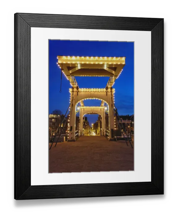 Framed Print : Dusk view of Magere Brug or Skinny Bridge; Netherlands, Holland Framed Print : Dusk view of Magere Brug or Skinny Bridge; Netherlands, Holland