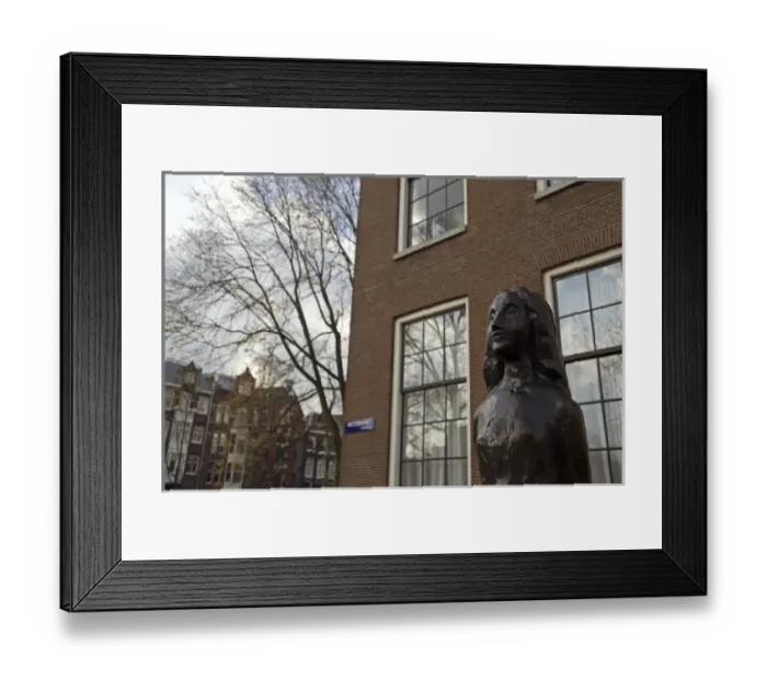 Framed Print : Europe, The Netherlands (aka Holland), Amsterdam. Anne Frank House & Museum. Statue Framed Print : Europe, The Netherlands (aka Holland), Amsterdam. Anne Frank House & Museum. Statue