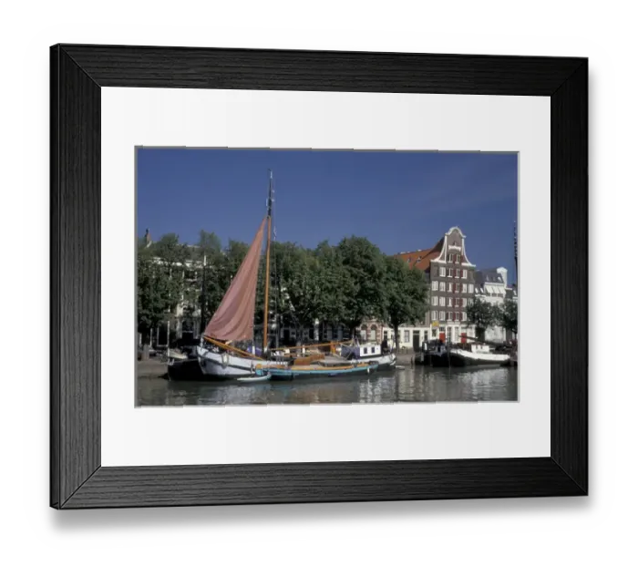 Framed Print : Europe, Netherlands, Dordrecht Ships at riverbank Framed Print : Europe, Netherlands, Dordrecht Ships at riverbank