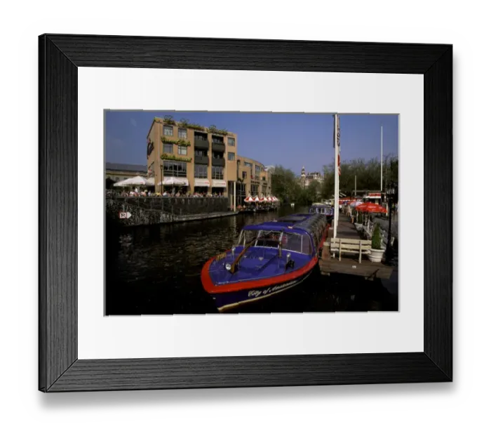 Framed Print : Europe, Netherlands, Amsterdam. Boat dock Framed Print : Europe, Netherlands, Amsterdam. Boat dock