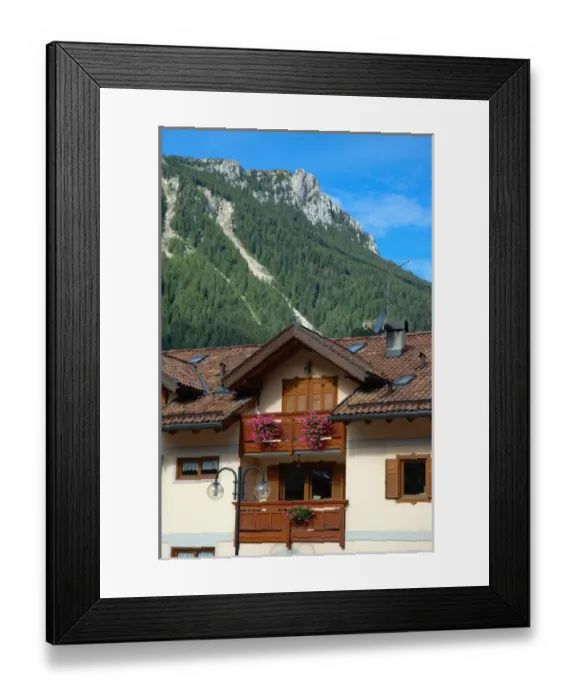 Framed Print : 04. Italy, Moena, example of architecture in alpine village