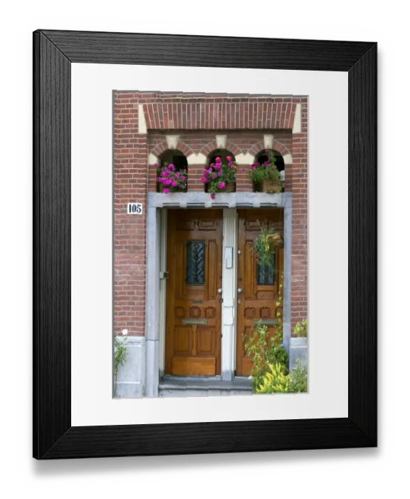 Framed Print : The front door of a row house in Amsterdam, Netherlands Framed Print : The front door of a row house in Amsterdam, Netherlands