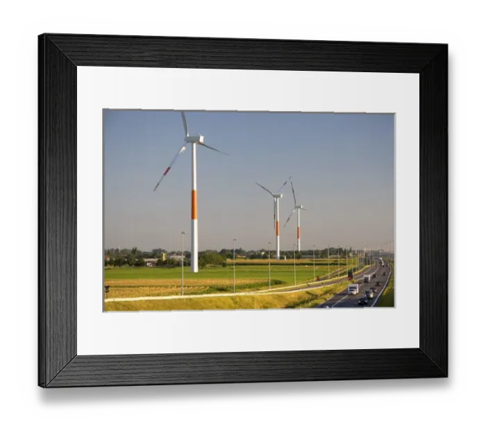 Framed Print : Commercial power generating windmills in northern Belgium south of Rotterdam, Holland