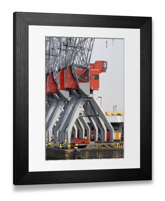 Framed Print : Cranes used for loading and unloading containers at the Port of Rotterdam, Netherlands