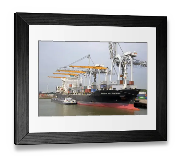 Framed Print : Container ship at the Port of Rotterdam, Netherlands Framed Print : Container ship at the Port of Rotterdam, Netherlands