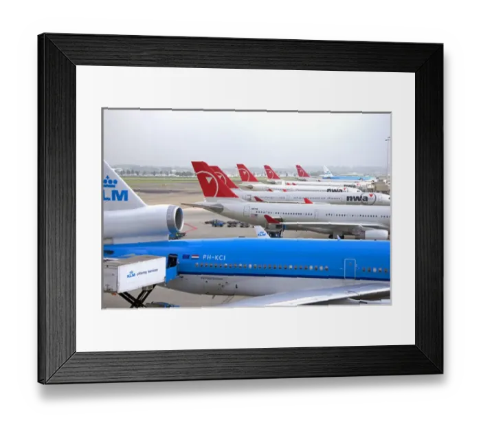Framed Print : Airplanes parked at Schiphol Airport in Amsterdam, Netherlands