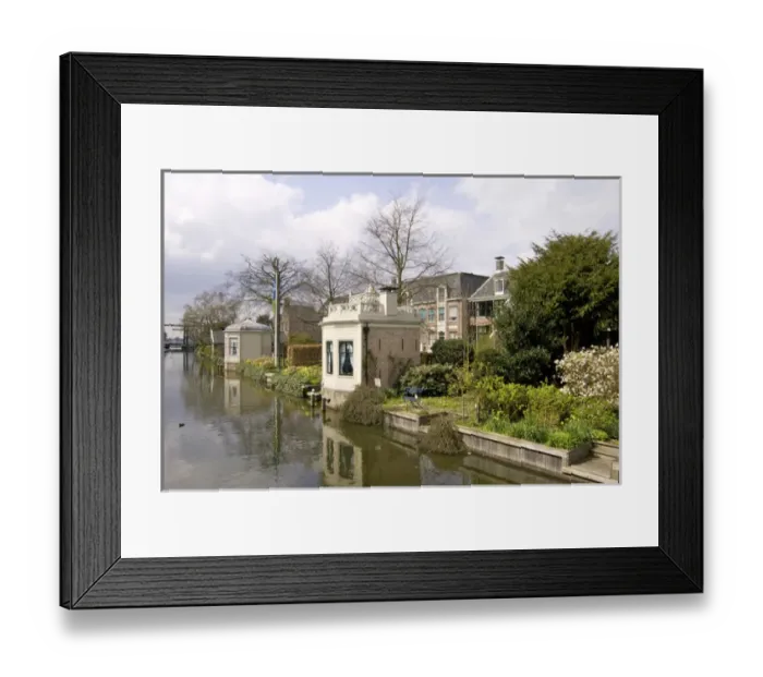 Framed Print : Europe, Netherlands, North Holland, Edam, Homes along canal Framed Print : Europe, Netherlands, North Holland, Edam, Homes along canal