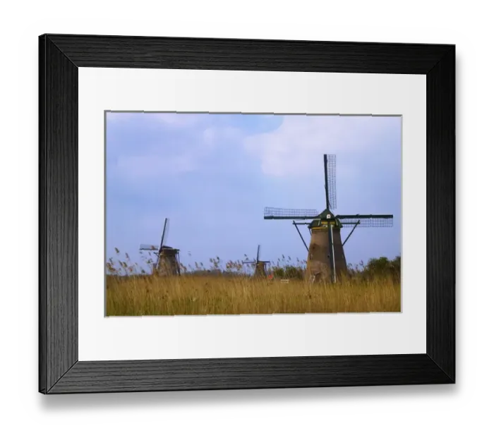 Framed Print : Windmills along the canal in Kinderdijk, Netherlands Framed Print : Windmills along the canal in Kinderdijk, Netherlands