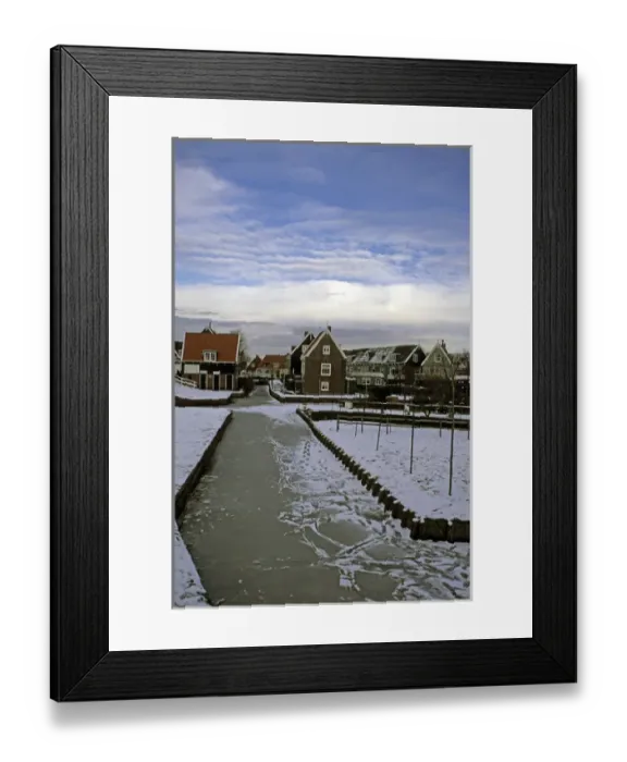 Framed Print : Europe, The Netherlands. Zaanse Schans in winter Framed Print : Europe, The Netherlands. Zaanse Schans in winter