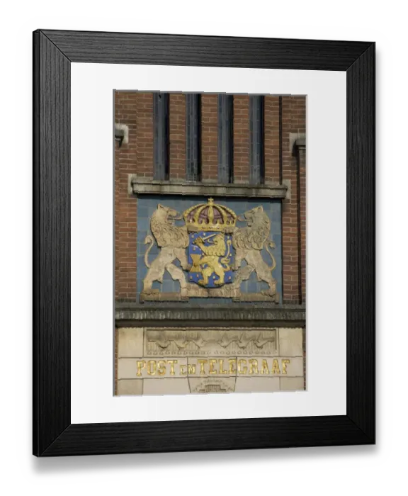 Framed Print : Europe, Netherlands, Limburg, Mstricht, Royal crest of Netherlands, on post office Framed Print : Europe, Netherlands, Limburg, Mstricht, Royal crest of Netherlands, on post office