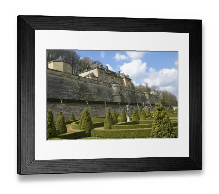 Framed Print : Europe, Netherlands, Limburg, Mstricht, Chateau Neercaane, terraced castle, UNESCO site