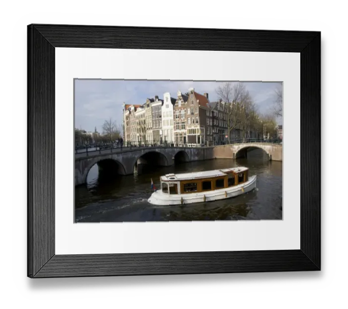 Framed Print : Europe, Netherlands, North Holland, canal boat in Amsterdam canal Framed Print : Europe, Netherlands, North Holland, canal boat in Amsterdam canal