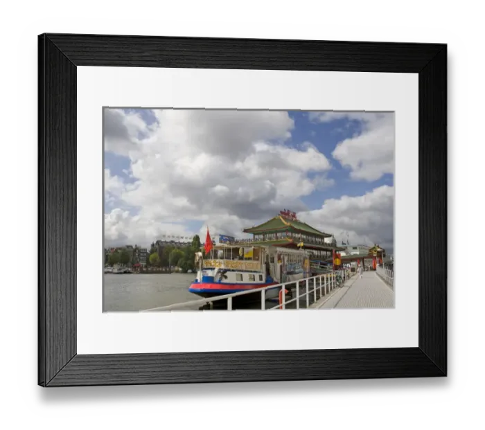Framed Print : The Sea Palace, a floating Chinese Restaurant, and the Tricky Theater boat near Central