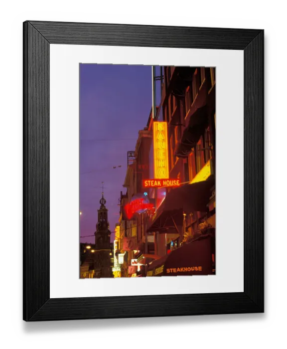 Framed Print : Holland, Amsterdam, Reguliersbreestraat at dusk Framed Print : Holland, Amsterdam, Reguliersbreestraat at dusk