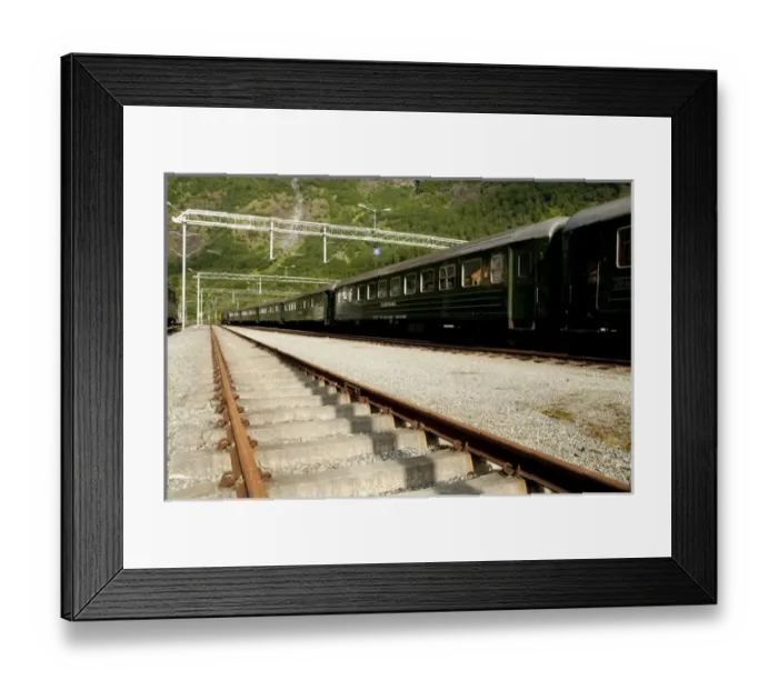 Framed Print : Norway, Flam. Flam Railway (aka Flamsbana) scenic electric tourist train, Flam station Framed Print : Norway, Flam. Flam Railway (aka Flamsbana) scenic electric tourist train, Flam station