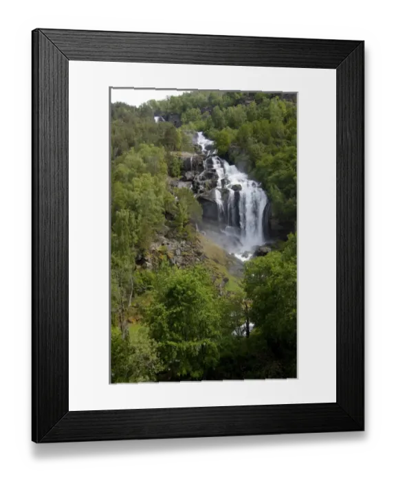 Framed Print : Norway, roadside views along the scenic bi-way between Borgund and Laerdal, waterfall