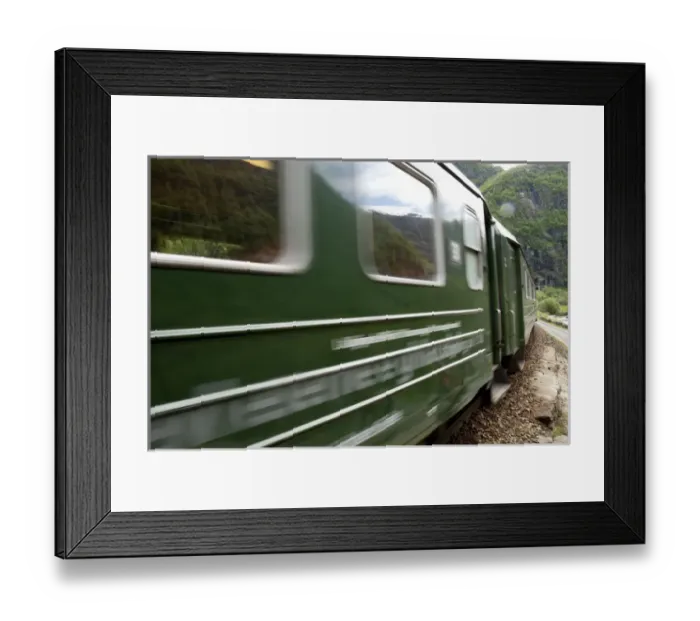 Framed Print : Norway, Flam. Flam Railway (aka Flamsbana) scenic electric tourist train, Blomheller