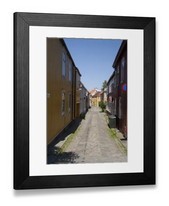 Framed Print : Norway, Trondheimsforden, Trondheim. Norways second oldest city, downtown street