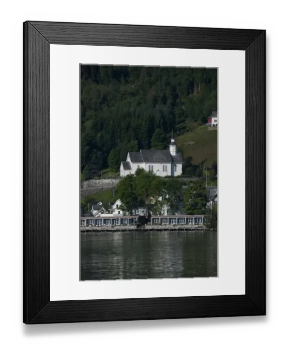 Framed Print : Norway, Hellesylt. Geirangerfjord at the port city of Hellesylt. UNESCO. Historic Sunnyleven Church Framed Print : Norway, Hellesylt. Geirangerfjord at the port city of Hellesylt. UNESCO. Historic Sunnyleven Church