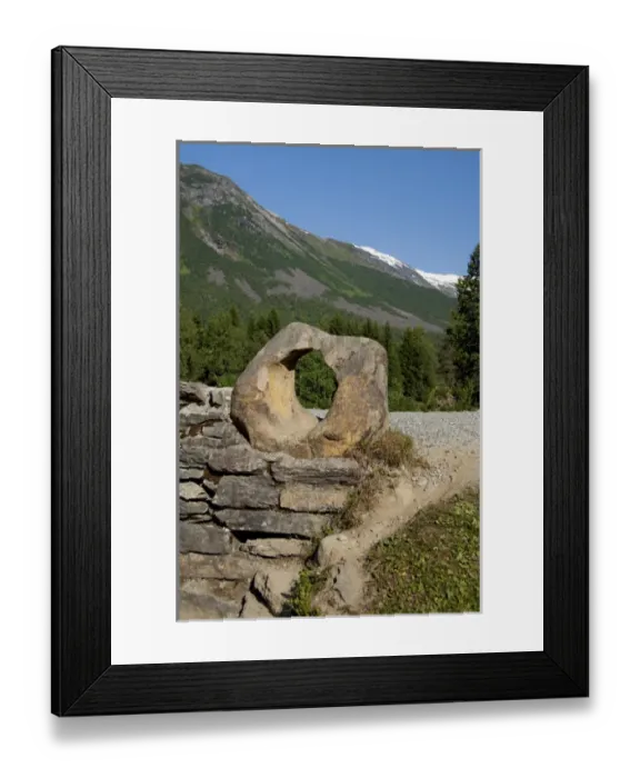 Framed Print : Norway, Hornindal, Honndalshytta. Old Horndola Bridge, Marriage Stone (aka Virgin Stone) Framed Print : Norway, Hornindal, Honndalshytta. Old Horndola Bridge, Marriage Stone (aka Virgin Stone)
