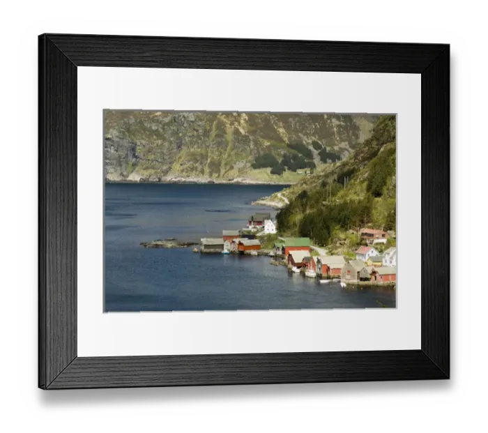 Framed Print : Norway, Sogn og Fjordane, Krakenes. Farm houses along the Atlantic Ocean. seaside Framed Print : Norway, Sogn og Fjordane, Krakenes. Farm houses along the Atlantic Ocean. seaside