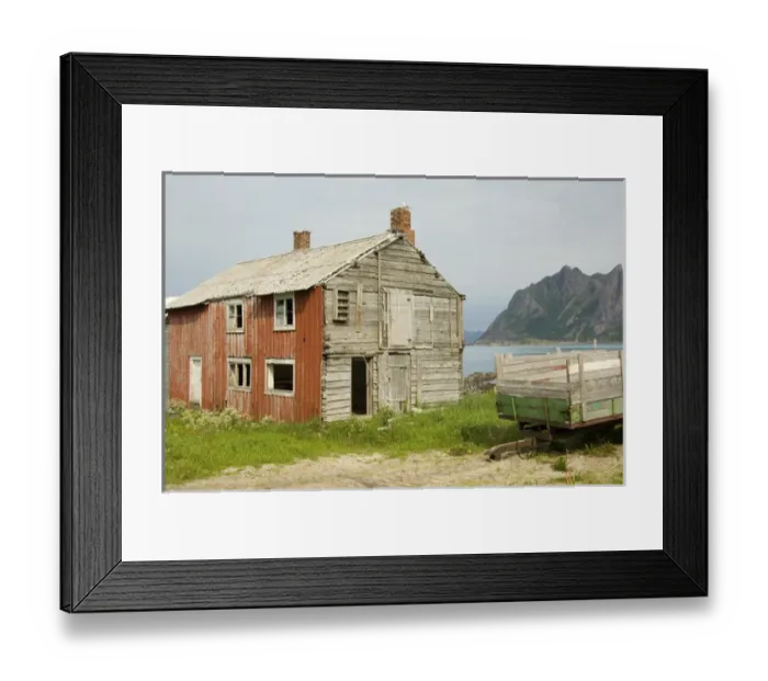 Framed Print : Europe, Norway, Vesteralen. Old weather worn building in Hovden Framed Print : Europe, Norway, Vesteralen. Old weather worn building in Hovden