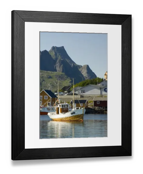 Framed Print : Europe, Norway, Lofoten. Fishing boat in Reine harbour