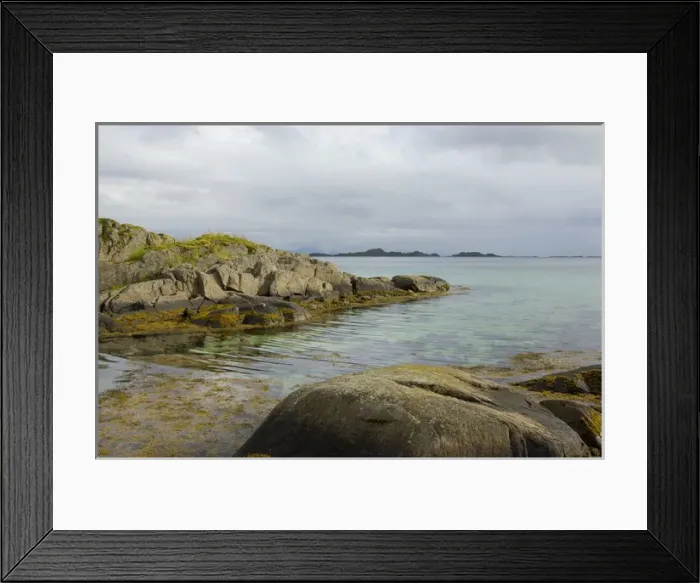 Framed Print : Europe, Norway, Lofoten. View looking out into Oksfjorden Framed Print : Europe, Norway, Lofoten. View looking out into Oksfjorden
