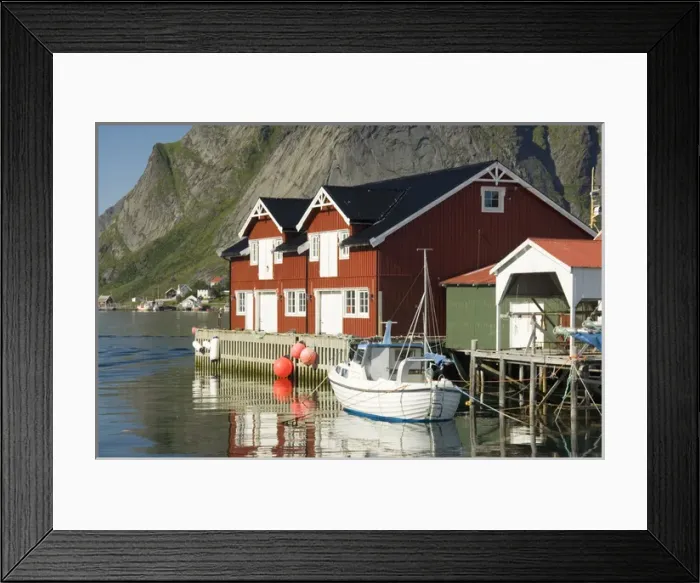 Framed Print : Europe, Norway, Lofoten. Fishing boat at a dock in Reine Framed Print : Europe, Norway, Lofoten. Fishing boat at a dock in Reine